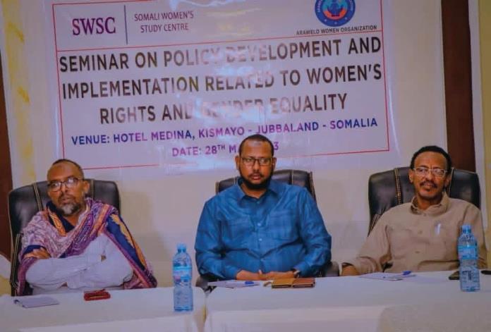 Panel speakers at a seminar on women's rights and gender equality policy